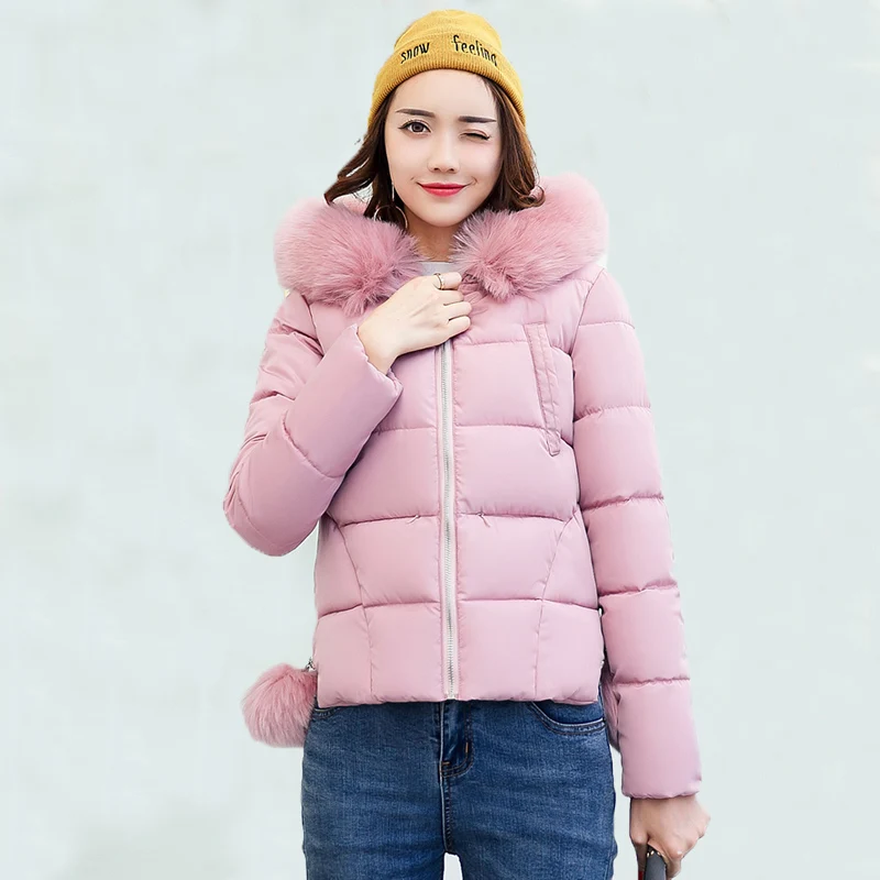 Mulheres casaco de inverno 2017 casacos outwear quente gola de pele de mulheres Jaqueta de algodão Acolchoado Roupas Das Mulheres casaco casuais