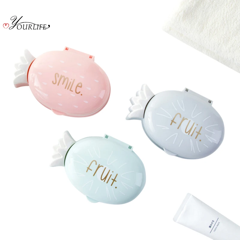 

OYOURLIFE Cartoon Pineapple Soap Box Home Travel Soap Dish Organizer Kids Bathroom Soap Holder With Cover Soap Case
