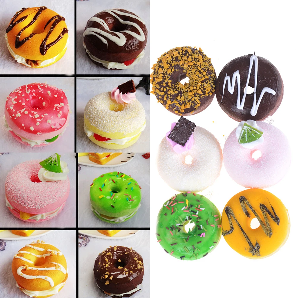 

1pc Charms Squishy Bagels Bread Fake Doughnut Simulation Donuts Decor Baby Kids Children Food Pretend Play Kitchen Toys