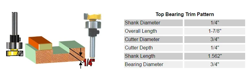 1 шт. 1/" хвостовик Верхний подшипник 1/4" лезвие заподлицо узор фрезы деревообрабатывающий режущий шип резак для деревообрабатывающих инструментов