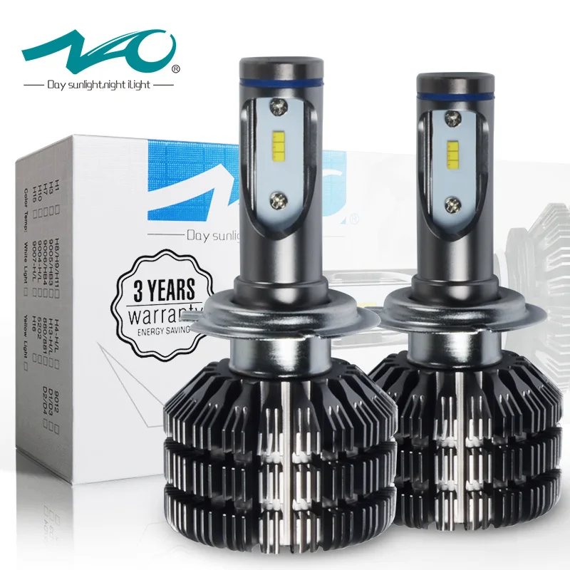 

NAO H7 LED Car led Headlights Fanless design 50W 6000lm Automobile Headlamp 6000K Car Lighting 12V 24V V5