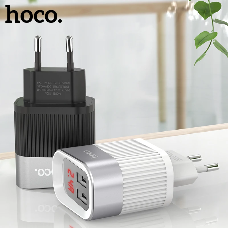 HOCO New 2 Ports USB Wall Fast Charging Charger EU Plug Power LED display Adapter For iPhone XS XS Max XR Samsung xiaomi huawei HOCO New 2 Ports USB Wall Fast Charging Charger EU Plug Power LED display Adapter For iPhone XS XS Max XR Samsung xiaomi huawei