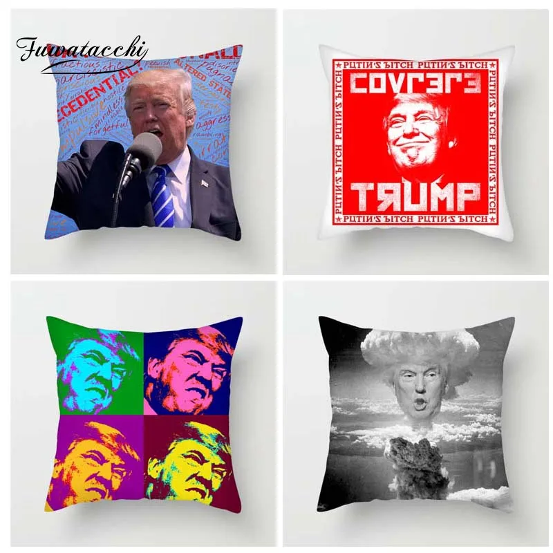 

Fuwatacchi Celebrity Portrait Style Cushion Cover Donald Trump Printed Pillow Cover Funny Trump Decorative Pillows For Sofa Car