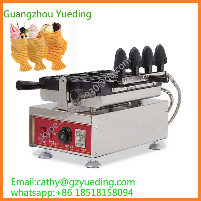 

Factory price sell taiyaki making machine,ice cream taiyaki machine,open mouth fish waffle cone machine