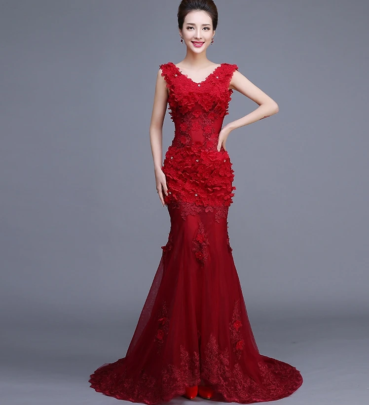 

Sexy V-neck Burgundy Pageant Gowns Celecrity Dress 2019 Mermaid Appliques Long Evening Dress Prom Party Dress Vestido De Festa