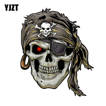 

YJZT 12.1CM*14.6CM Stylish Pirate Skull PVC Motorcycle Car Sticker 11-00698