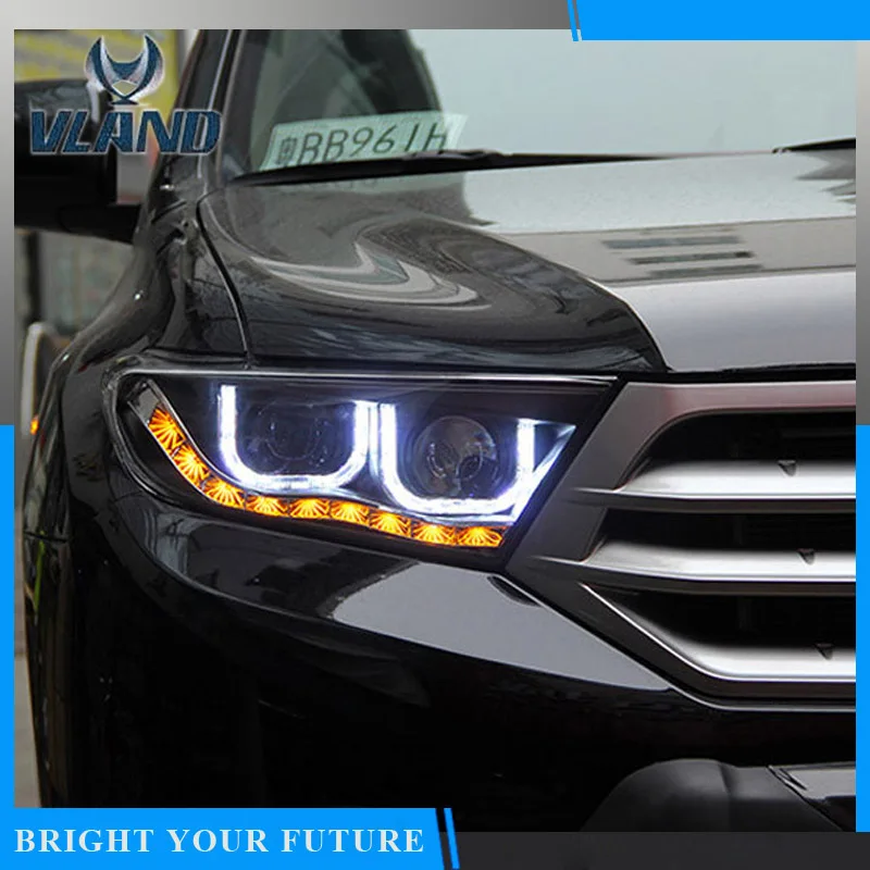 

Car Head Lamp For Toyota Highlander Headlights 2012 2013 2014 2015 2016 LED Headlight DRL Bi-Xenon Double U-Tube Style