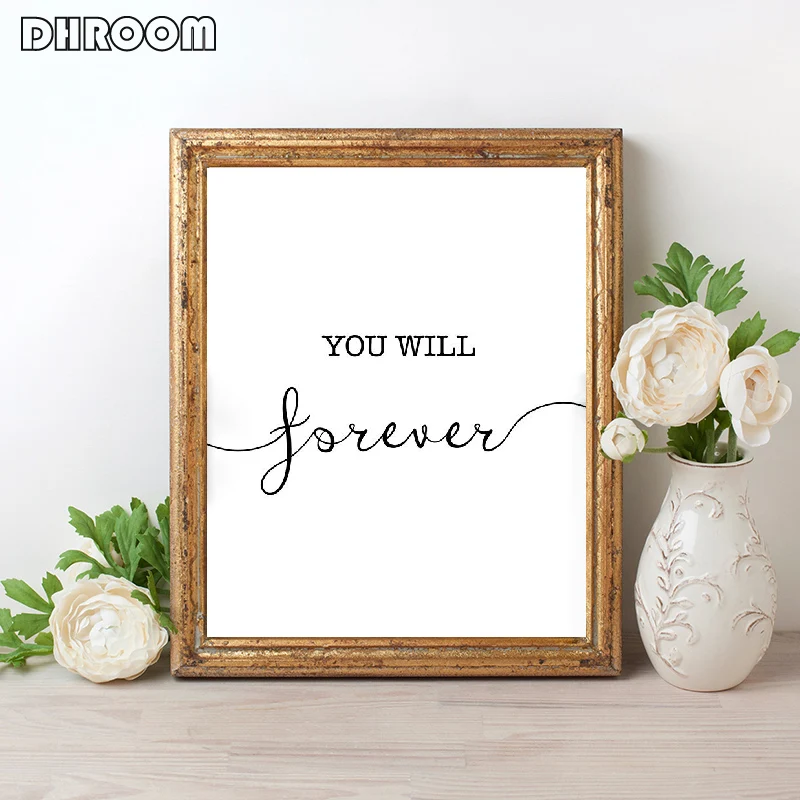 Постеры с надписью Love Quote You Forever Be My Always Настенная живопись на холсте подарок для