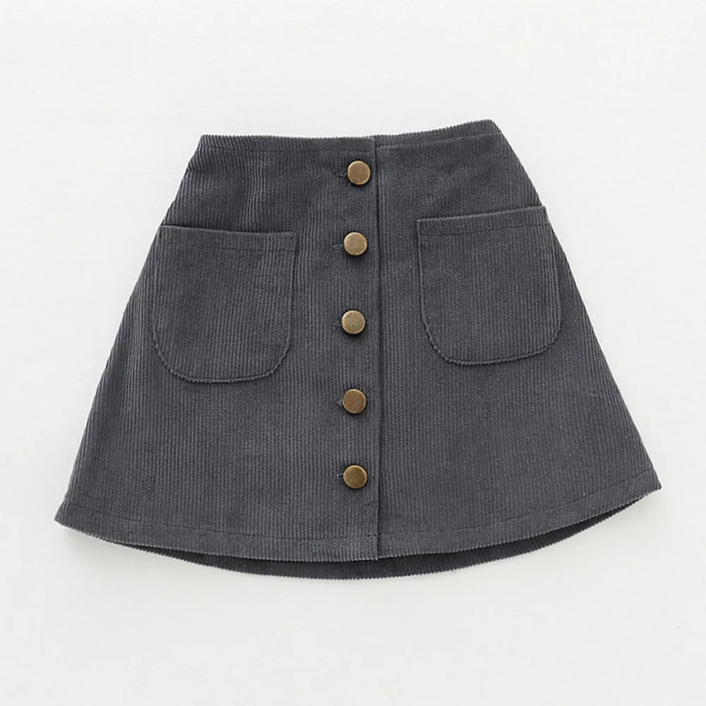 2019 New Arrival Girls Skirts Autumn Winter Children Buttons Clothes Kids