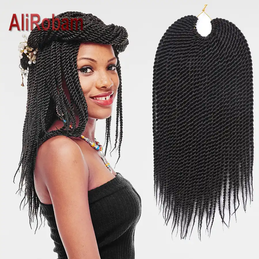 Alirobam Senegalese Twist Black Crochet Synthetic Braiding Hair