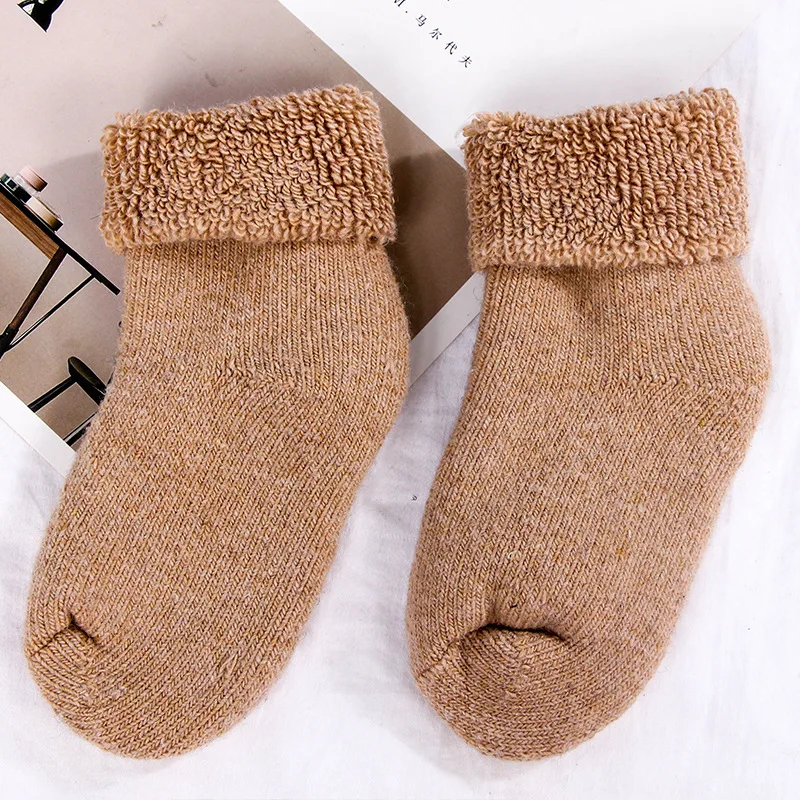 Real Woolen Thick Baby Kids Socks Winter Soft Warm Socks for Children 0-7 Years Boys Girls Thermal Floor Baby Socks WZ01