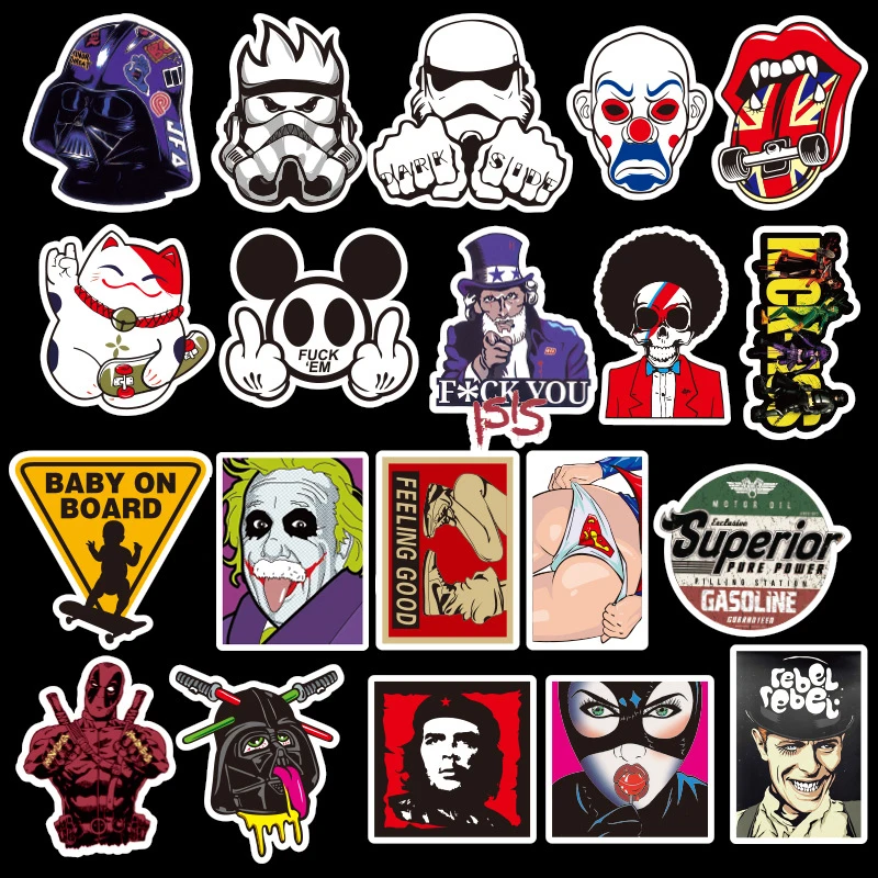 Best Selling 50pcs Format Personality Stickers Notebook Motorcycle Dead Fly Skateboard Blue Waterproof  Easy  To  Tear  Stickers