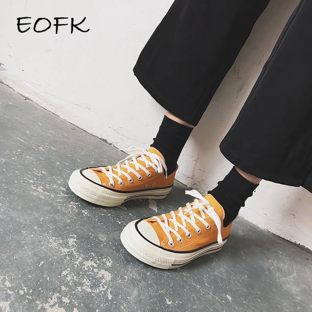 US $11.78 EOFK Spring Fashion Women Canvas Shoes Womens Denim Lace Up Comfortable High Quality Vulcanized Sh