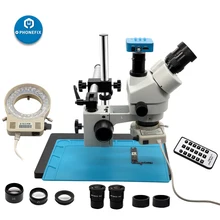 3.5-90X Continuous Zoom Simul Focal Trinocular Stereo Microscope 21MP Camera adapter Phone Motherboard soldering repair tool