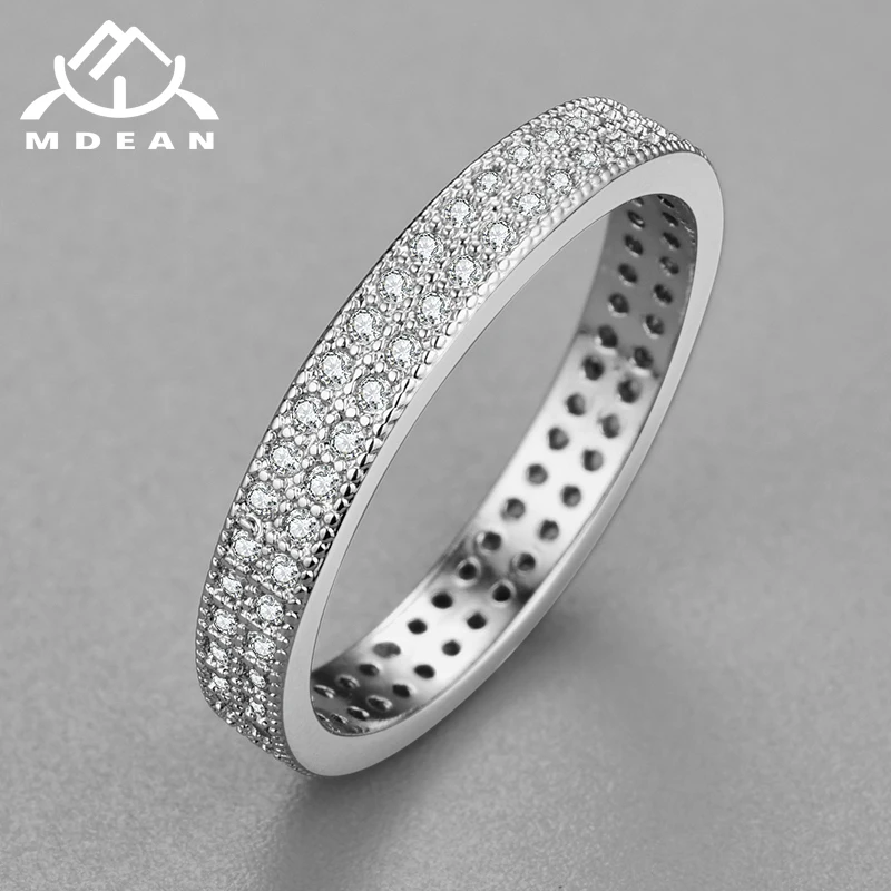 

MDEAN White Gold Color Single Rings for Women Engagement Wedding AAA Zircon Jewelry Simple Bague Bijoux Size 6 7 8 9 10 M3V227