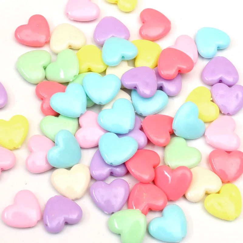 

100Pcs Mixed Heart Acrylic Beads 15X13mm For Jewellery Marking Loose Spacer Beads Bracelet Necklace Charm Jewelry Finding
