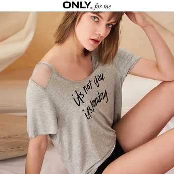 

ONLY Women's Off-the-shoulder Loose Fit Thin Short-sleeved T-shirt 119101646