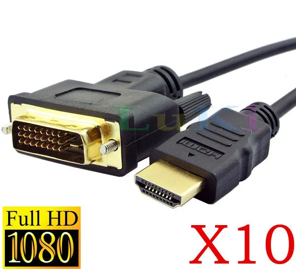 10pcs Lot 6ft 1 8m 24 1 Dvi D Dvi Male To Male Hdmi Cable For Hdtv Hd Monitor Pc Ps3 Lcd Hdmi Cable Iphone Cable Undergroundcable Conductor Aliexpress