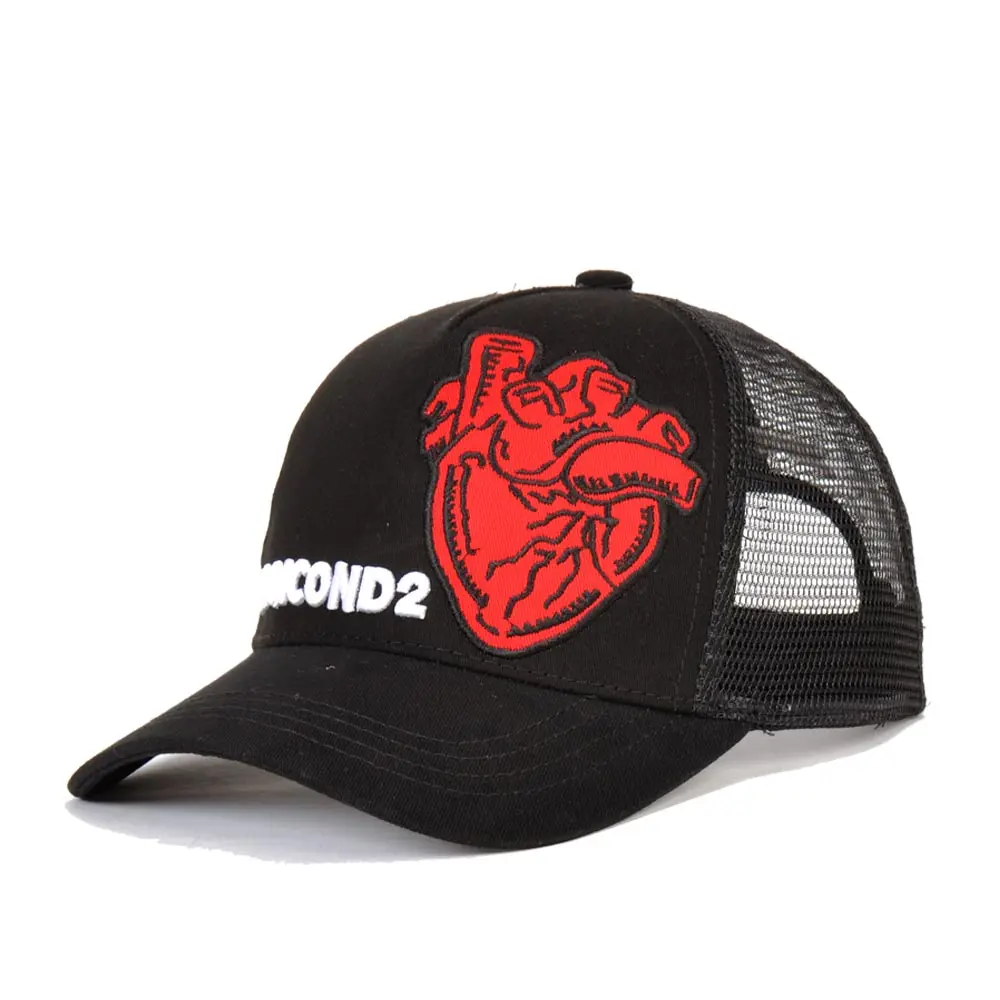 

New Unisex Baseball Cap DSQ Euramerican Tide Brand Cotton Fashion Red Heart Outdoor Hats Casual Hat Black Adjustable Black Caps