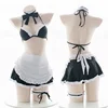 Womens Cute Anime Maid Costume Lingerie Lolita Japanese Schoolgirl Uniform Maid Outfit Cosplay Bra Panty Skirt Necklace Leg Ring ► Photo 1/5