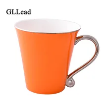 GLLead Silvering Hand Shank Ceramic Mug Simple Creative Coffee Mugs Office Tea Cup Porcelain 300ml Drinkware