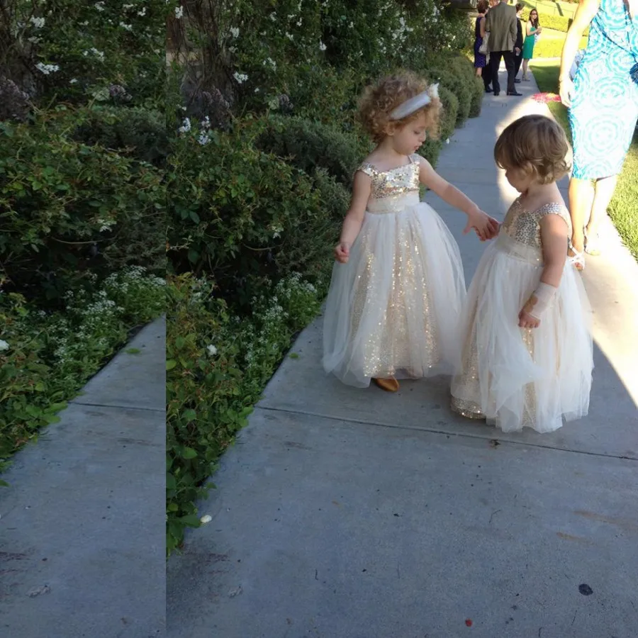 Gold-Sequins-Cute-Tank-Flower-Girl-Dresses-With-2-Layers-Tulle-Mid-Calf-Little-Baby-Girl