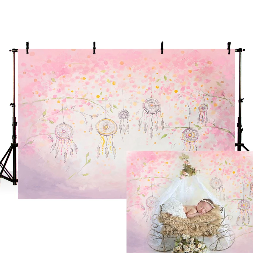 Виниловый фон для фотосъемки с изображением розовых цветов весеннего боке Декорации для детского душа реквизит для фотосъемки - Цвет: Светло-коричневый