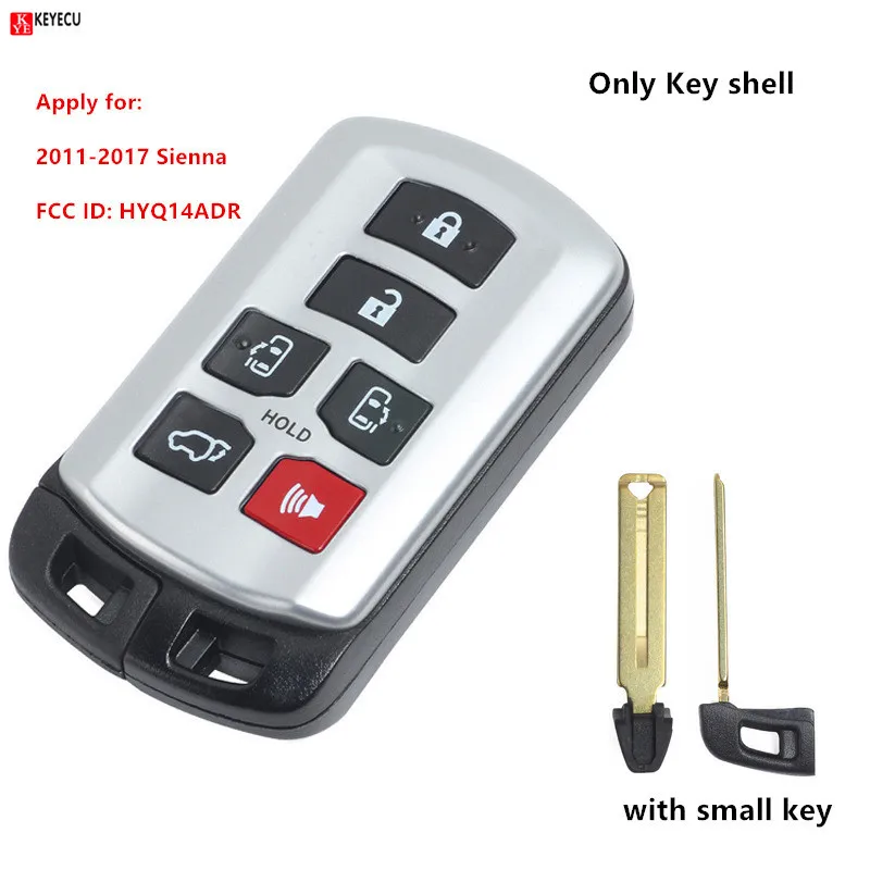 

6 Button Car Alarm Housing Keyless Entry Fob Key cover Smart Remote Key Shell Case For Toyota Sienna With Insert Emergency Blade