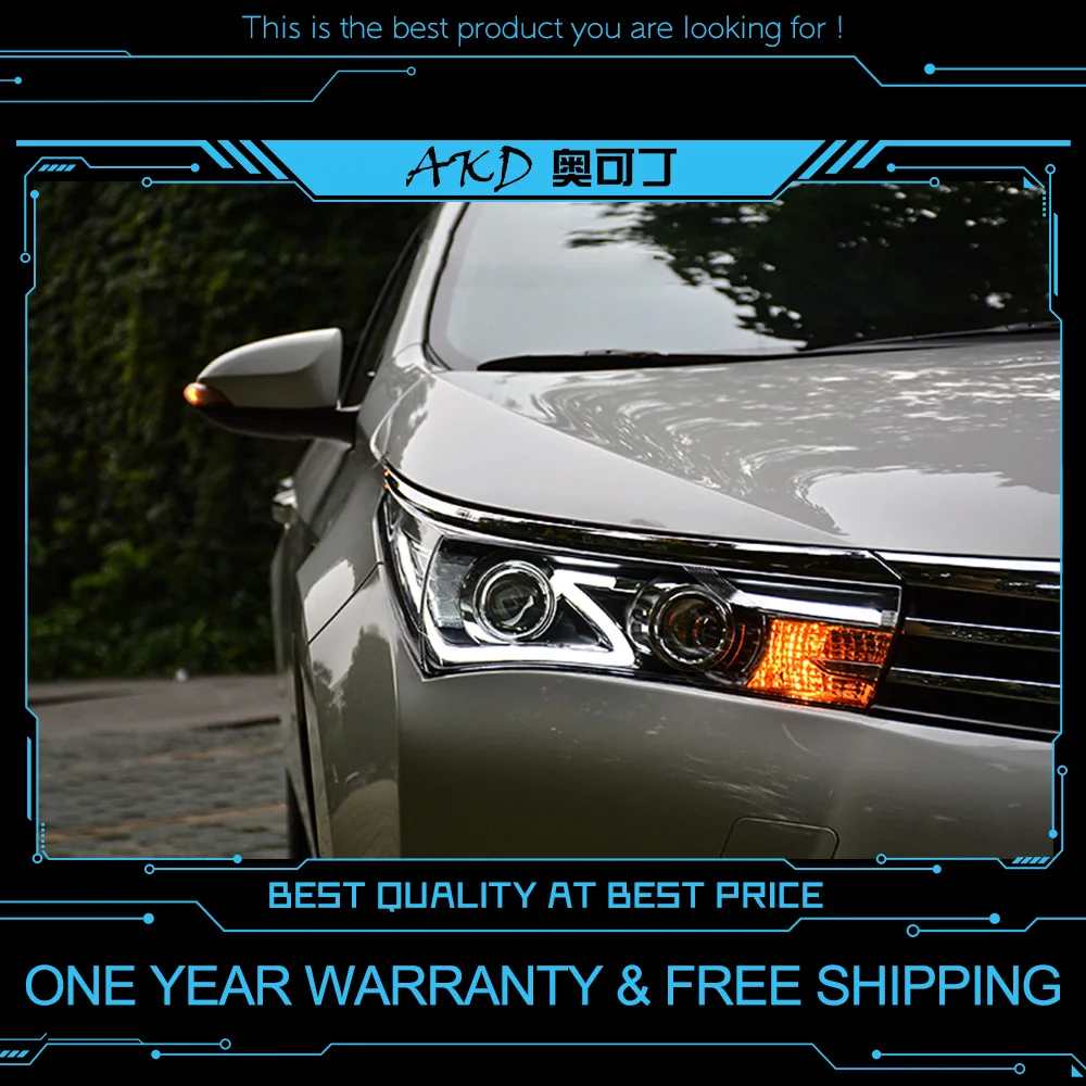 AKD tuning cars Headlight For Toyota Corolla 2014 2016 Headlights LED