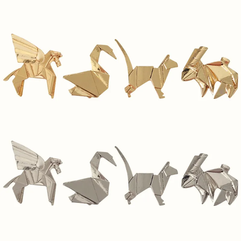 

2018 fashion accessories solid geometry of animal rabbit kitten papercranes brooch brooch