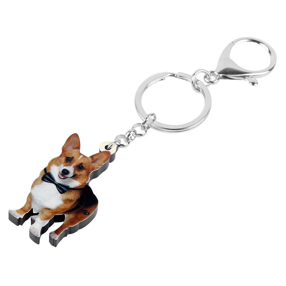 WEVENI оригинальные акриловые уникальные брелки для собак Corgi модные дизайнерские