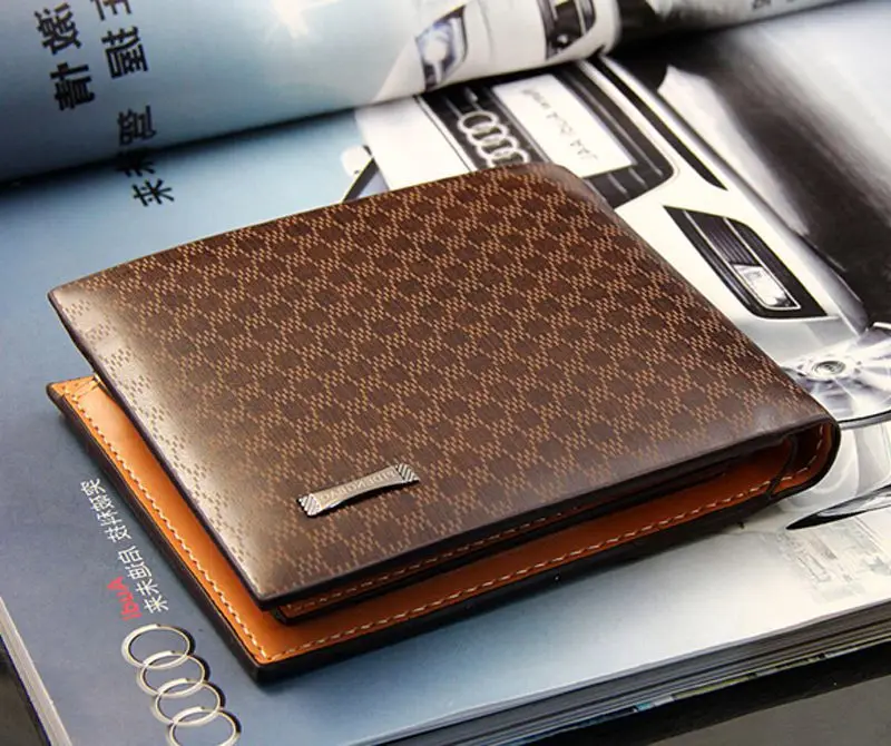 Classic Vintage Top Quality PU Leather Plaid Wallet Male Bag Brand Men Wallets Handbag Purse-in ...