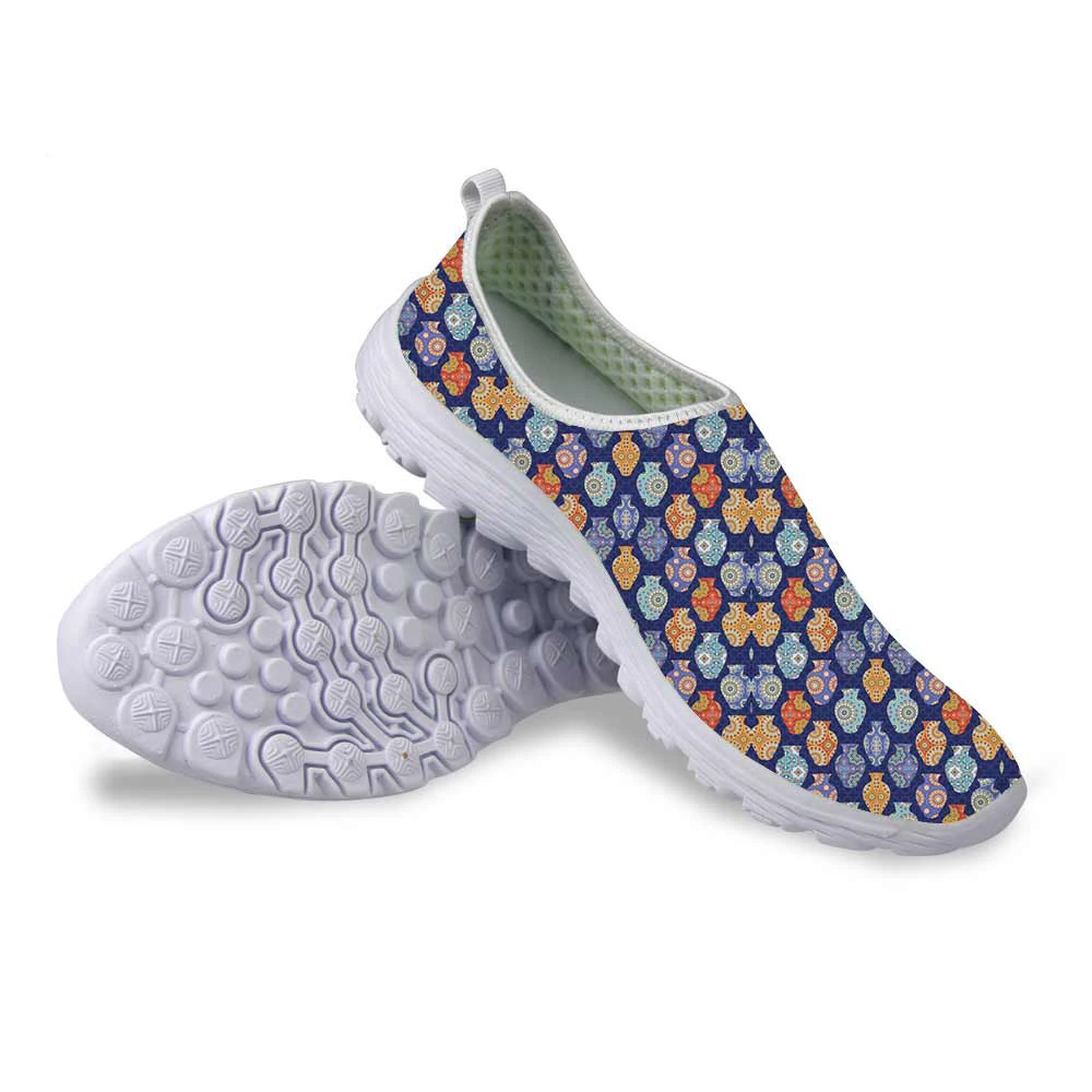 

Fashion Summer Moroccan Pattern Style Women Slip-on Flat Shoes Cute 3D Watercolor Print Mesh Shoes Female Network Light Flats
