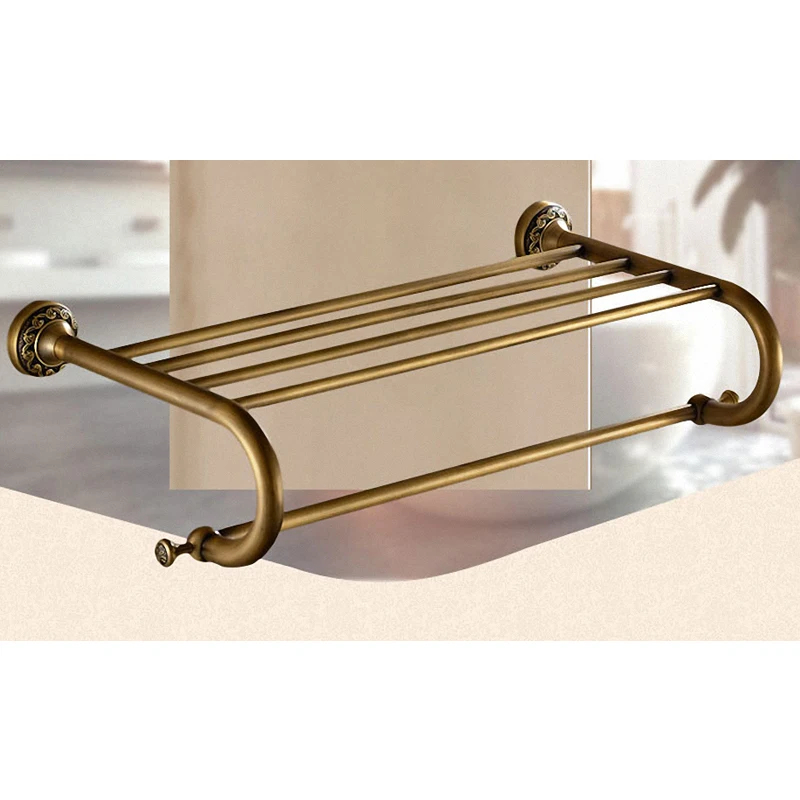 Günstige Antike Badezimmer Zubehör Set Messing Sammlung Geschnitzt Bad Produkte Handtuch Rack Kreative Wasserhahn Bad Hardware Set