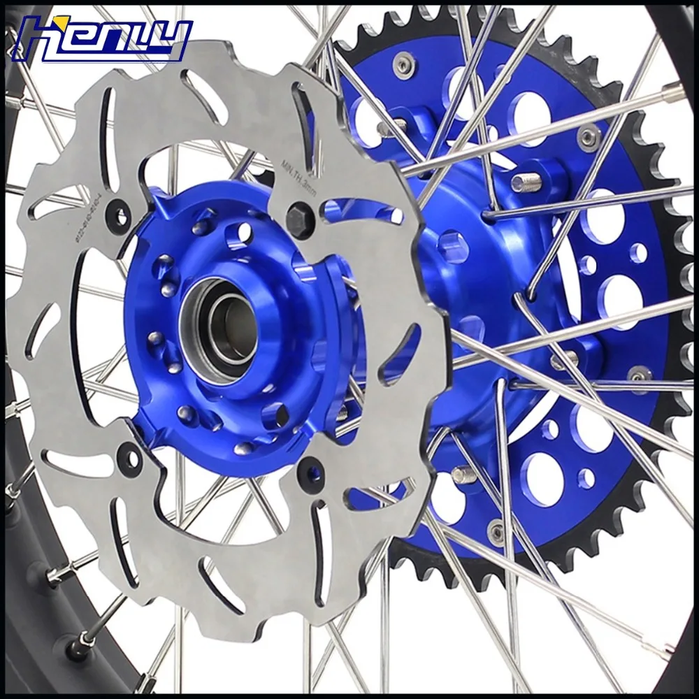21/19 MX полный набор колес мотоцикла для KAWASAKI KX125 KX250 2006-2007 синяя звездочка