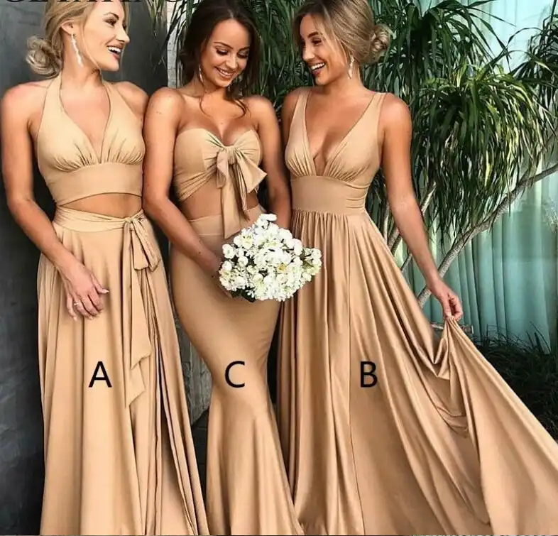 champagne gold dress bridesmaid