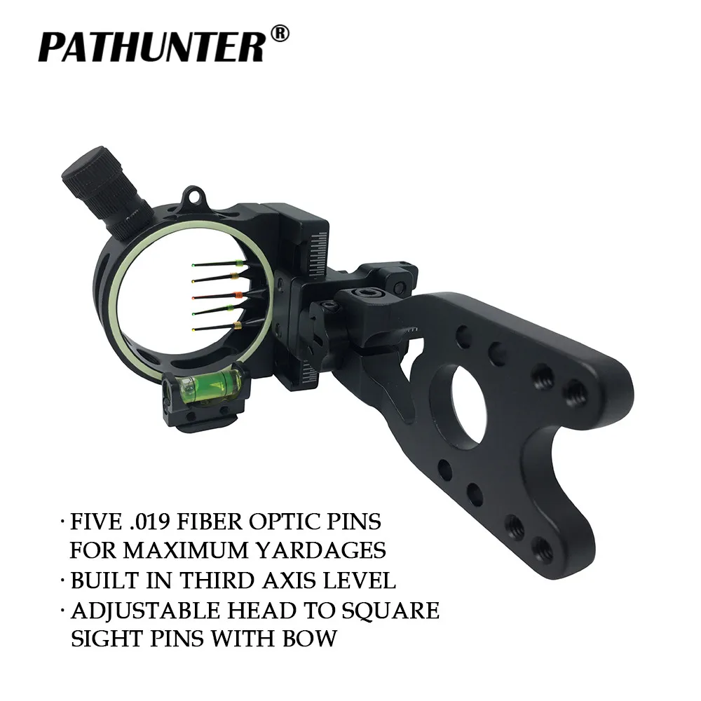 

PATHUNTER 2018 Hunting Adjustable Compound Bow Sight Five 0.019 Fiber Optic PINS
