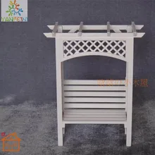 1:12 миниатюрный постоянный цветок Винтаж стойки древесины белый цветы глицинии рамка мини садовая сцена essential