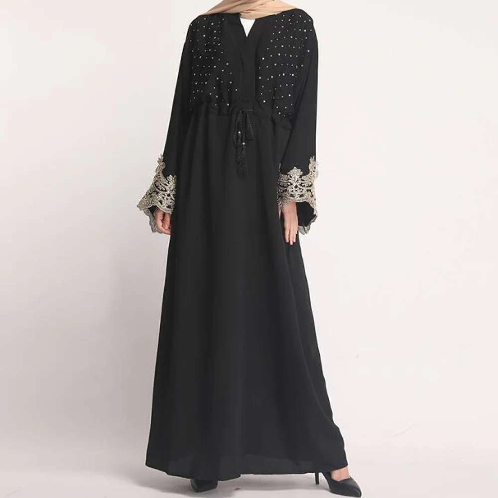 Плюс размер платье Дубая женское кимоно кардиган Малайзия мусульманское платье Турецкая мусульманская одежда пояс свободное платье