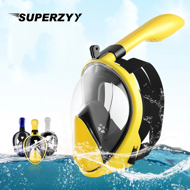 

2019 new Yellow Underwater Scuba Anti Fog Full Face Diving Mask Snorkeling Set Respiratory masks Safe swim mask
