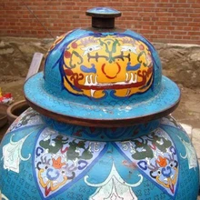 19 Китайский Regius Медь Бронзовый перегородчатые Два Foo Dog Лев Играть Бисера Генерал Ваза 8.02