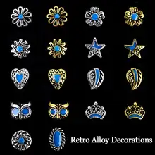 10pcs New Japan Korea Style Retro Alloy Nail Art Stone Decorations DIY 3d Charm Nail Supplies Tools
