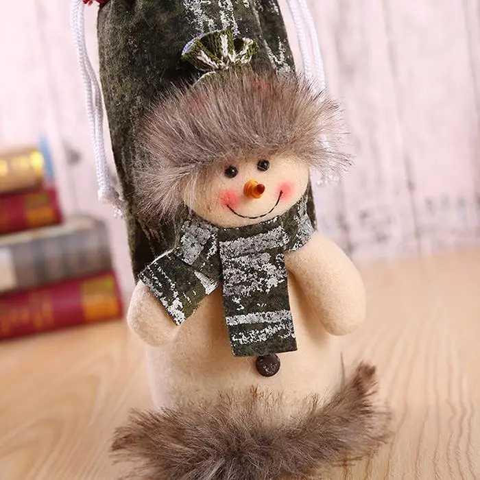 Винное милое изображение снеговика лося как чехол для бутылки с принтом Рождественское украшение старый
