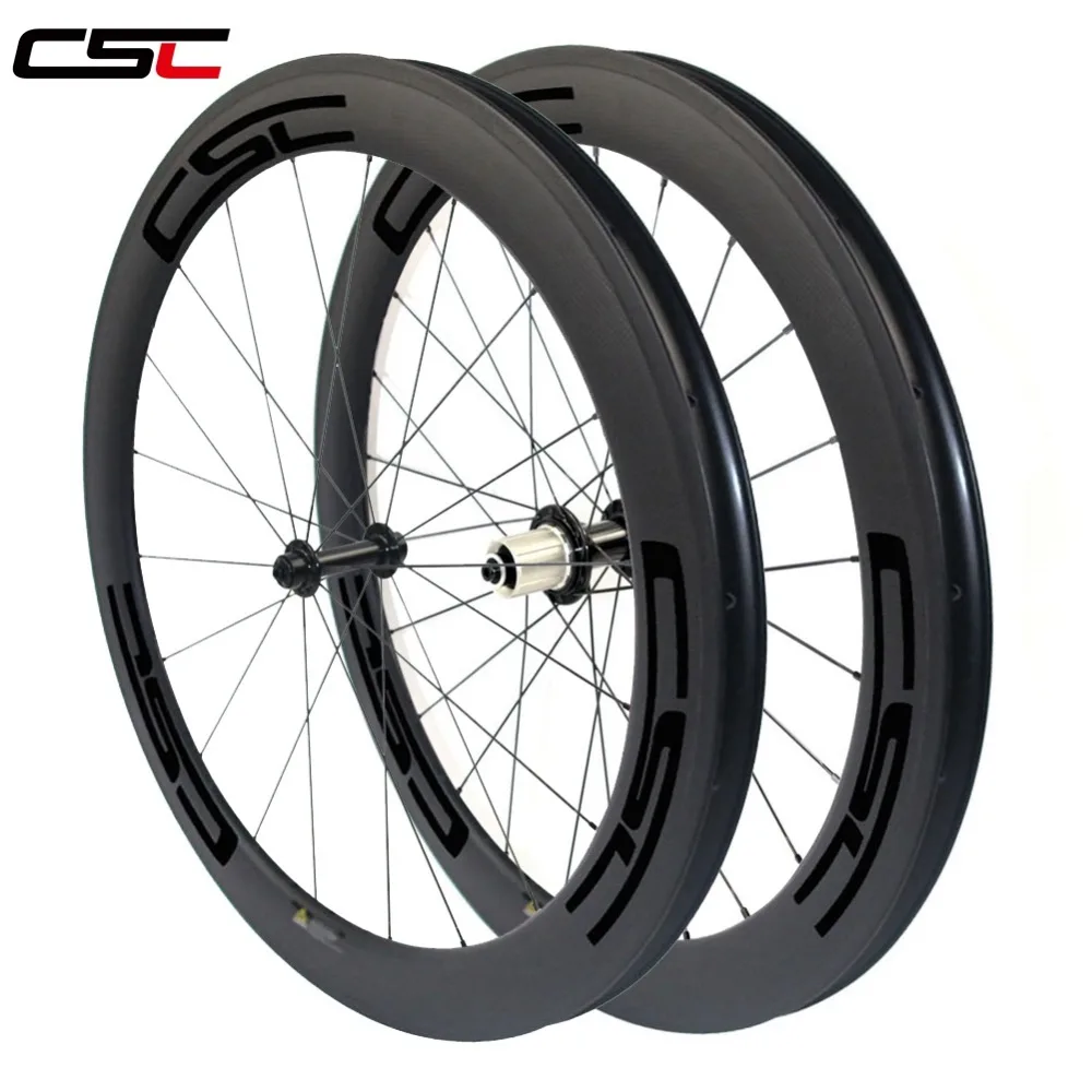 Sale CSC 700C wide 25mm U shape deep 60mm Clincher Tubeless compatible Carbon Road Bicycle bike Wheels sapim or pillar 1420 spokes 4