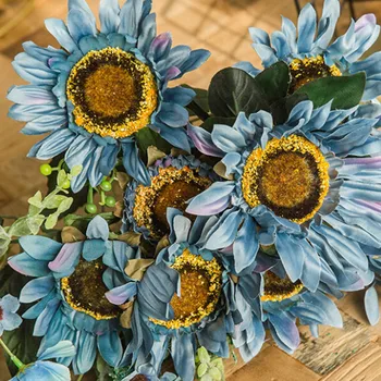 

Big Sunflower Bunch Artificial Flowers Silk Real Touch Simulation Fake Flowers for Wedding Decoration Home Garden Supply Floral