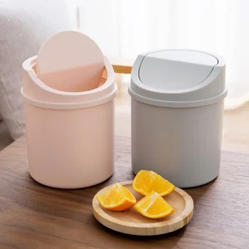 

Trash Can Creative Mini Desktop Plastic Bucket Bin 2 Colors Kitchen Household Supplies Small Trash Bin