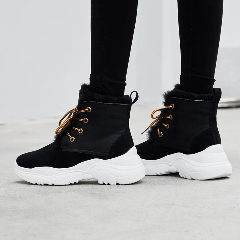 suede flat snow boots