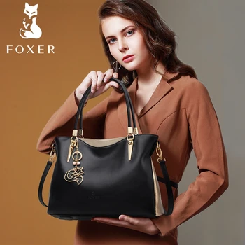 

FOXER Brand Women Cow Leather Handbag Female Elegant Totes High Quality Lady Shoulder Bag Large Capacity Stylish Commuter Bag