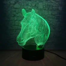 Шерлок Голова Лошади животных ночные светильники 3D светодиодный USB настольная лампа спальня домашнее украшение подарок для малыша многоцветный Изменение RGB лампы