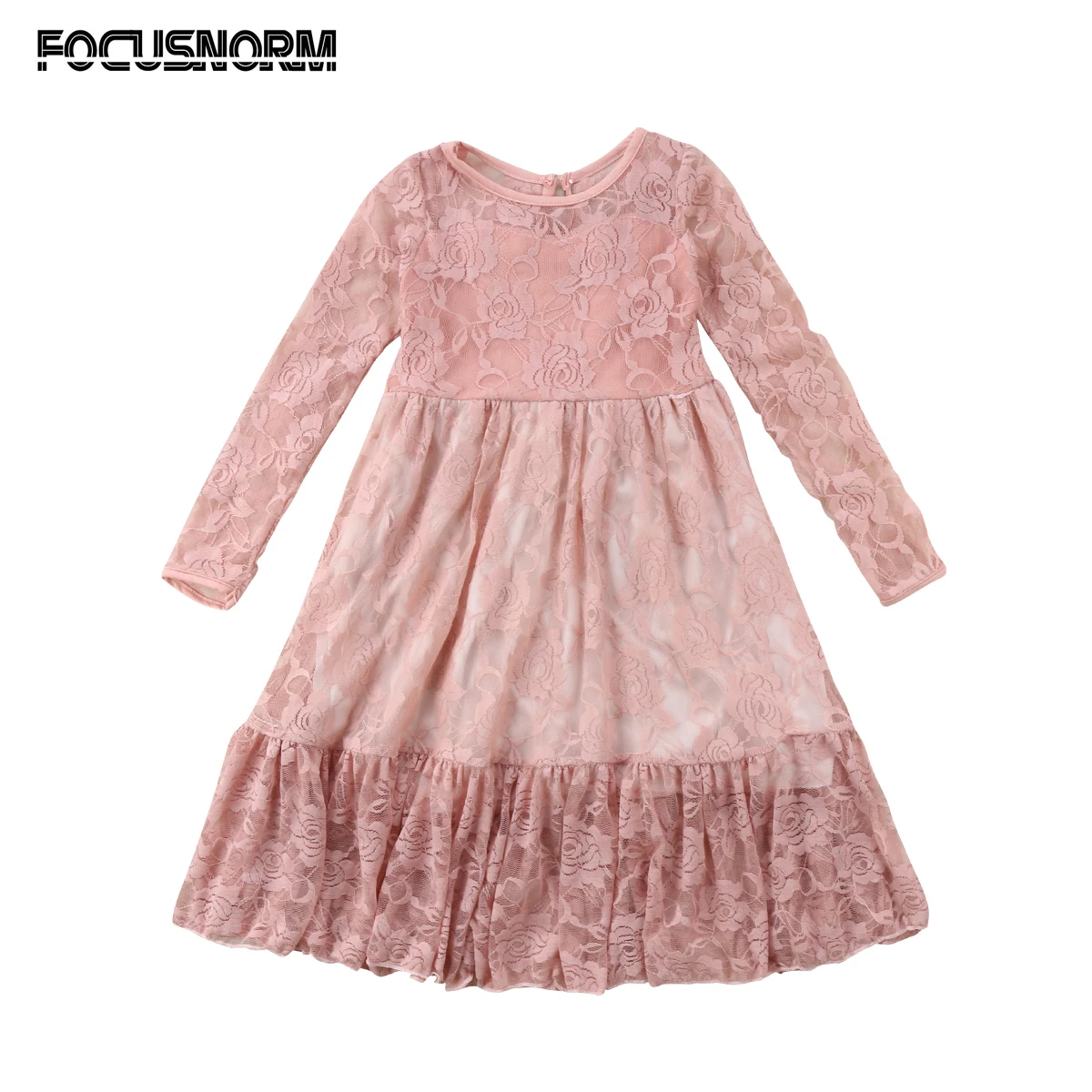 

Princess Toddler Kids Girls Lace Floral Long Sleeves Dress Wedding Party Formal Dresses Ball Gown